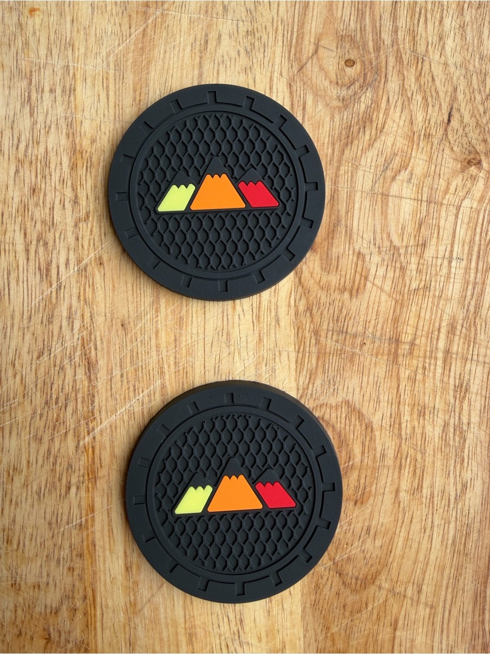 Toyota TRD Black Round rubber cup holder  Coasters with Tri-Color Logo (Pair)